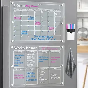 Polierte Kante Sicherheit Klarer Kalender für Kühlschrank Magnetic Dry Erase Board Monatlicher Wochen planer