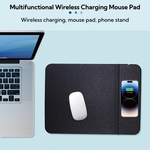 Custom <b>Small</b> Size Waterproof Portable 15W Wireless Charger Mouse Pad 3 in 1 Fast Wireless Charging Mousepads with Phone Stand - Product Image 2