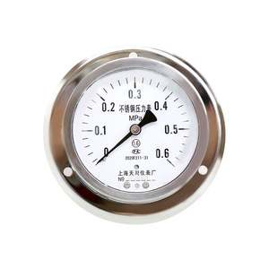 เซี่ยงไฮ้ เทียนชวน Y-100BF-ZT เกจวัดแรงดันสแตนเลส 0-0.6Mpa ทนแรงกระแทกแบบแกน สำหรับใช้กับออกซิเจน - Product Image 1