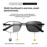 Lunettes de lecture progressives multifocales intelligentes à zoom intelligent, en titane, anti-lumière bleue, grises, pour hommes, avec changement de couleur et monture carrée