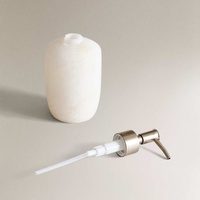 STONEKOCC Distributeur de savon moderne et écologique en marbre naturel transparent, albâtre blanc espagnol, pour la séparation du savon dans la salle de bain