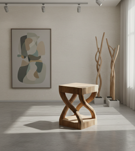 Taburete de Madera Suar Hecho a Mano, Diseño Industrial Moderno, Ecológico, Construcción Robusta, Tonos Cálidos, Mejora el Interior del Dormitorio - Product Image 5