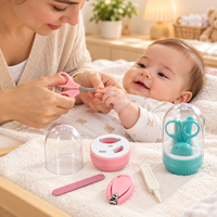 Kit de soins des ongles pour bébé en gros avec ciseaux, coupe-ongles, lime et étui, plusieurs couleurs