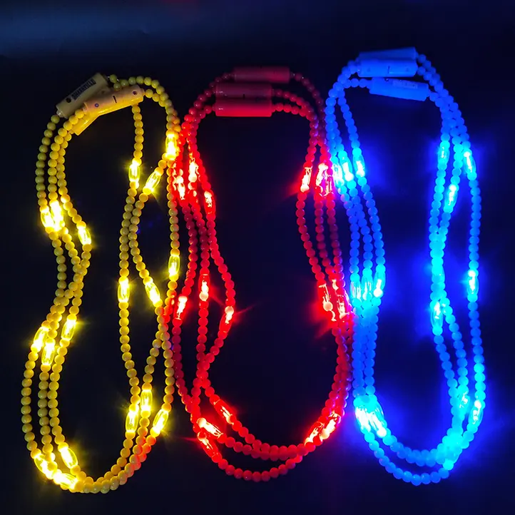 Toptan karnaval Led flaş kolye renkli boncuklar zinciri takımı cheers parti sahne