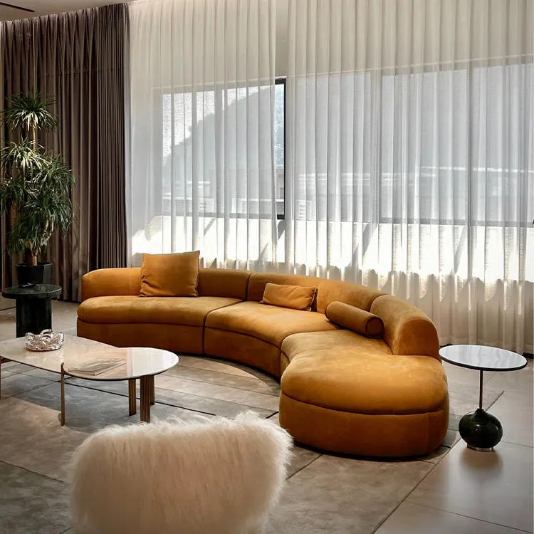 O canto modular redondo do seater 7 para o couro italiano luxuoso moderno home u deu forma ao grupo secional do sofá