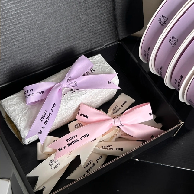 Custom Logo Color Simple Premium Ribbon for Gift Wrapping Packaging and Cake Bouquet Decor Personalised Labels