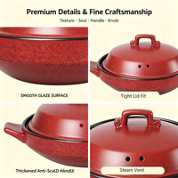 Casserole en céramique de style japonais rétro de 4,2 L avec couvercle en céramique, résistante à la chaleur, antiadhésive, compatible avec les cuisinières à induction et à gaz, ensemble de casseroles