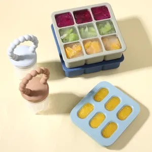 Nampan es batu silikon, Dot buah Mini bayi Set, kulkas rumah tangga dapat disesuaikan, pembuat es krim, nampan es batu