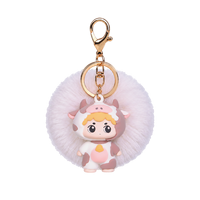 Figurine Miiloo Soft PVC Skala 1/12 dengan Gantungan Kunci Bola Bulu, Kotak Misteri, Hadiah Promosi Kejutan, Unisex