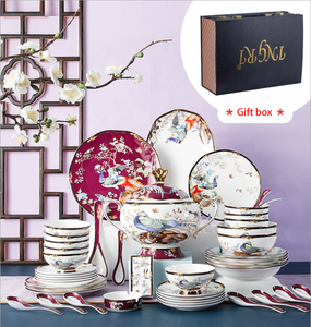 Promotional 68 Pcs Chinese Classical Lucky Bird Bone China <b>Dinnerware</b> Sets - Product Image 2
