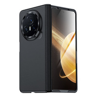 Étui de téléphone Honor Magic V3 en cuir véritable antichoc avec protection d'appareil photo intégrée et support d'objectif à charnière centrale