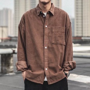 <span class=keywords><strong>Camicia</strong></span> di velluto a coste da <span class=keywords><strong>uomo</strong></span> di marca <span class=keywords><strong>giapponese</strong></span> alla moda intrecciata a maniche lunghe Casual ampio abito autunno adatto anche giacca - Product Image 3