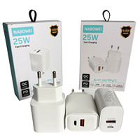 Chargeurs muraux USB-C 25W à double port QC 3.0, chargeur de téléphone USB Type-C à charge rapide pour iPhone Samsung