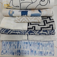 Tissu Jacquard Brodé pour Rideaux, Motif Artistique, Aspect Lin, Grammage Lourd, Vendu au Mètre pour Canapé, Rideau, Coussin