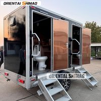 Toilettes portables de luxe australiennes standard, remorque à 2 portes, 2 cabines, couleur personnalisée pour une utilisation en extérieur, toilettes mobiles
