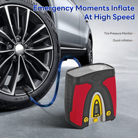 Compresseur d'air portable 12V 100psi ABS avec manomètre numérique détachable - Rétroéclairage bleu 5 LED, lumière d'urgence pour voiture