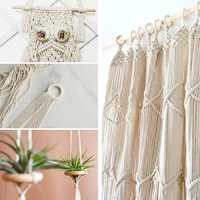 Kit d'artisanat fait main en gros pour usine, cordon tissé en coton, perles imprimées, anneaux, bâtonnets, fournitures de macramé et ensemble complet de macramé