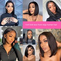 Perruque en cheveux humains HD Lace, 8-14 pouces, cheveux brésiliens vierges Remy, fermeture 4x4, perruques courtes bob transparentes pour femmes blondes à petite dentelle