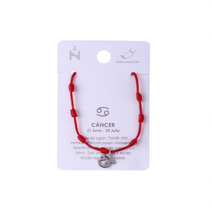 Cavigliera con sette stelle del segno zodiacale Cancro, corda rossa, acciaio inossidabile, gioiello fatto a mano per donna - Product Image 2