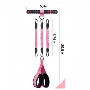 Ensemble de barres de résistance réglables en latex RS avec sangles de pied, lot de 3, corde d'<span class=keywords><strong>exercice</strong></span> rose, équipement de musculation pour <span class=keywords><strong>la</strong></span> maison - Product Image 6