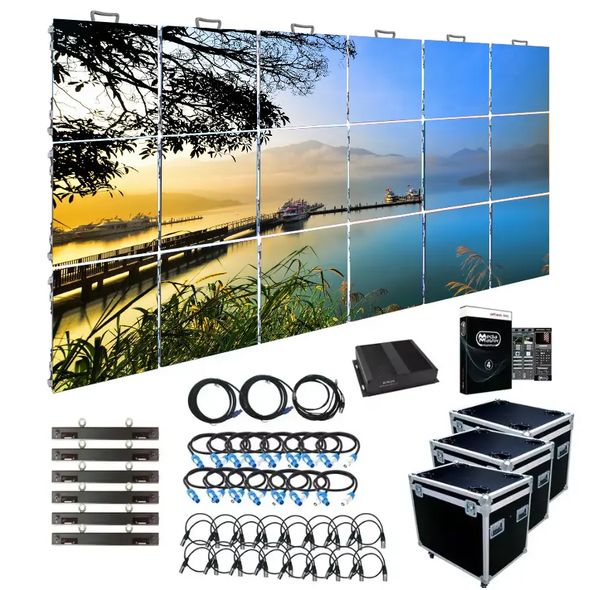 MUESTRA GRATUITA P3.91 Etapa LED al aire libre y chips LED Pantalla de pared de video montada en la pared p2.6 panel LED Nova Star linsn chuanglian power