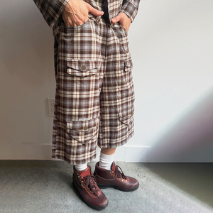 Custom Summer Loose Vintage Plaid Cotton Casual <b>3</b>/<b>4</b> Baggy <b>Men</b> Check <b>Shorts</b> Casual Streetwear Plaid Long Pants <b>3</b>/<b>4</b> <b>Cargo</b> <b>Shorts</b> - Product Image 1