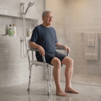 Chaise de douche robuste pour l'intérieur de la douche, siège de bain avec découpe en U, antidérapant, tabouret de bain réglable pour personnes handicapées et femmes enceintes
