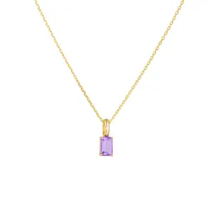 S925 Sterling Silver Natural Amethyst Peridot Pendant Necklace for Women Ins Niche Light Luxury Collarbone Chain with Gemstones