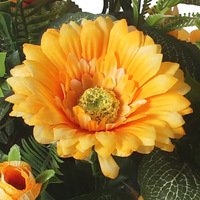 Buket Bunga Gerbera Daisy Buatan Pabrik, Bunga Sutra Imitasi, Rangkaian Bunga Krisan Afrika Palsu, Bunga Artifisial untuk Pemakaman, Dekorasi Rumah