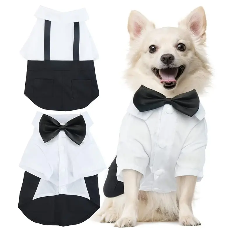 S057 Camisa cosplay de aniversário de alta qualidade, roupa formal personalizada para cachorros, camisa para cachorros de estimação, tamanco pequeno e médio