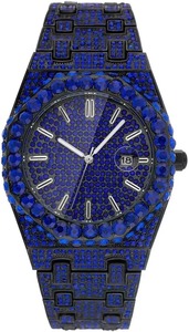 Relojes para Hombre, Especiales y Modernos, con Calendario, Manecillas Luminosas, Estilo Hip Hop, Reloj de Pulsera con Esfera Completamente Decorada con Diamantes de Imitación - Product Image 1