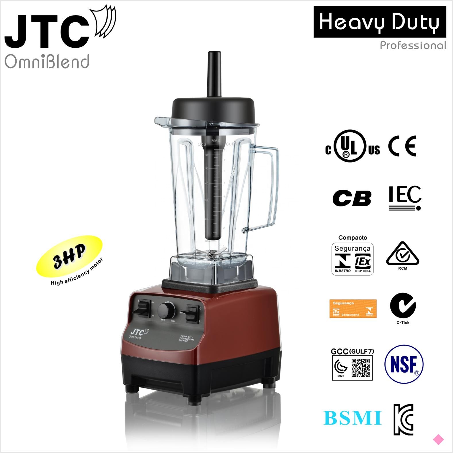 JTC TM-767 Heavy Duty Commercial Blender - 3 HP Electric Food