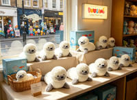 Jouets en peluche personnalisés, phoque blanc doux avec ailerons gris pour les cadeaux d'enfants, promotions de vacances, jouets en peluche personnalisés