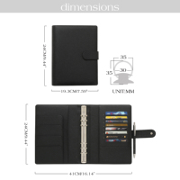 Planificador de carpeta de presupuesto de 6 anillas de cuero de guijarro A5 disponible más vendido con inserciones de 4 sobres para desafío de 100 días