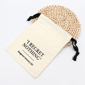 Bolsa de Almacenamiento de Maquillaje y Cosméticos de Muselina de Algodón con Cordón y Logotipo Personalizado, Bolsa de Regalo de Muselina Orgánica - Product Image 3