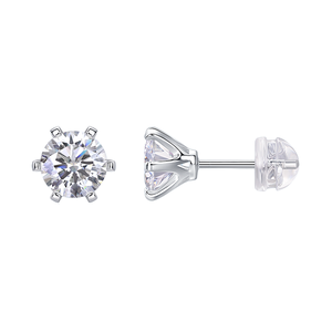 D Color 1CT Moissanite <b>Stud</b> Earrings 925 Sterling <b>Silver</b> Rhodium Plated Brilliant Round Cut Luxury Fine Jewelry for Women - Product Image 4
