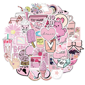 <strong>Preppy</strong> Kawaii Aesthetic Cartoon Pig <strong>Sticker</strong> Pack Pink PVC Waterproof Die Cut Decorations Glitter Vinyl Printed Offset Printing - Product Image 3