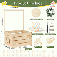 Panier en bois à poignée réglable, petit organisateur de placard, rangement pour vêtements de bébé, à un seul niveau, naturel, cadeau de naissance