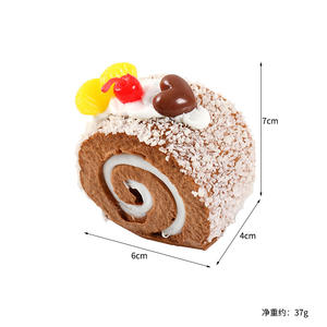Modelo de postre de pastel suizo de frutas de simulación de PU, imán de nevera de pastel de crema de simulación, accesorio de fotografía - Product Image 5
