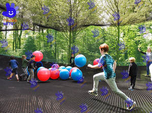 Parque de Diversões Colorido com Rede de Escalada e Trampolim ao Ar Livre ThumbNet TN007 - Product Image 3