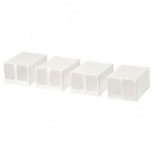 Boîtes de rangement en tissu, lot de 4, organiseurs de tiroirs pliables pour placard, chambre à coucher, meubles, design en maille blanche - Product Image 5