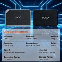 SSD Portabel Tahan Banting 128GB Baru, Casing Paduan Seng + Kulit, Antarmuka USB-C, Kecepatan Baca/Tulis 500MB/s untuk Komersial