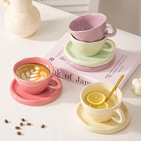 Ensemble tasse et soucoupe en céramique style crème – Cadeau de grande valeur, résistant aux hautes températures, design moderne et épuré pour mariages
