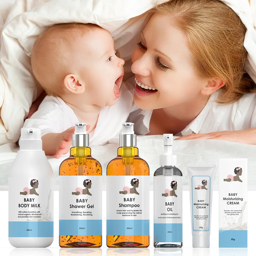 Crème blanchissante naturelle pour la peau de bébé, huile de Massage pour bébé, shampoing pour bébé et produits organiques de lavage du corps