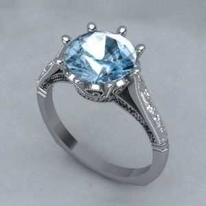 Blue Accent Ring for Women Elegant Fashion Proposal Party Finger Accessory Gift - Product Image 1