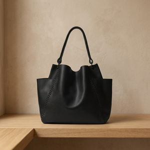 Pochette décontractée en cuir véritable pour femme, facile à porter, avec fermeture éclair souple, imperméable, grande capacité, durable et écologique - Product Image 1