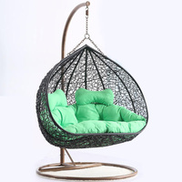 Meubles d'extérieur en gros Premium deux sièges balançoire oeuf chaise Offres Spéciales populaire Patio jardin balcon rotin suspendu balançoire chaise