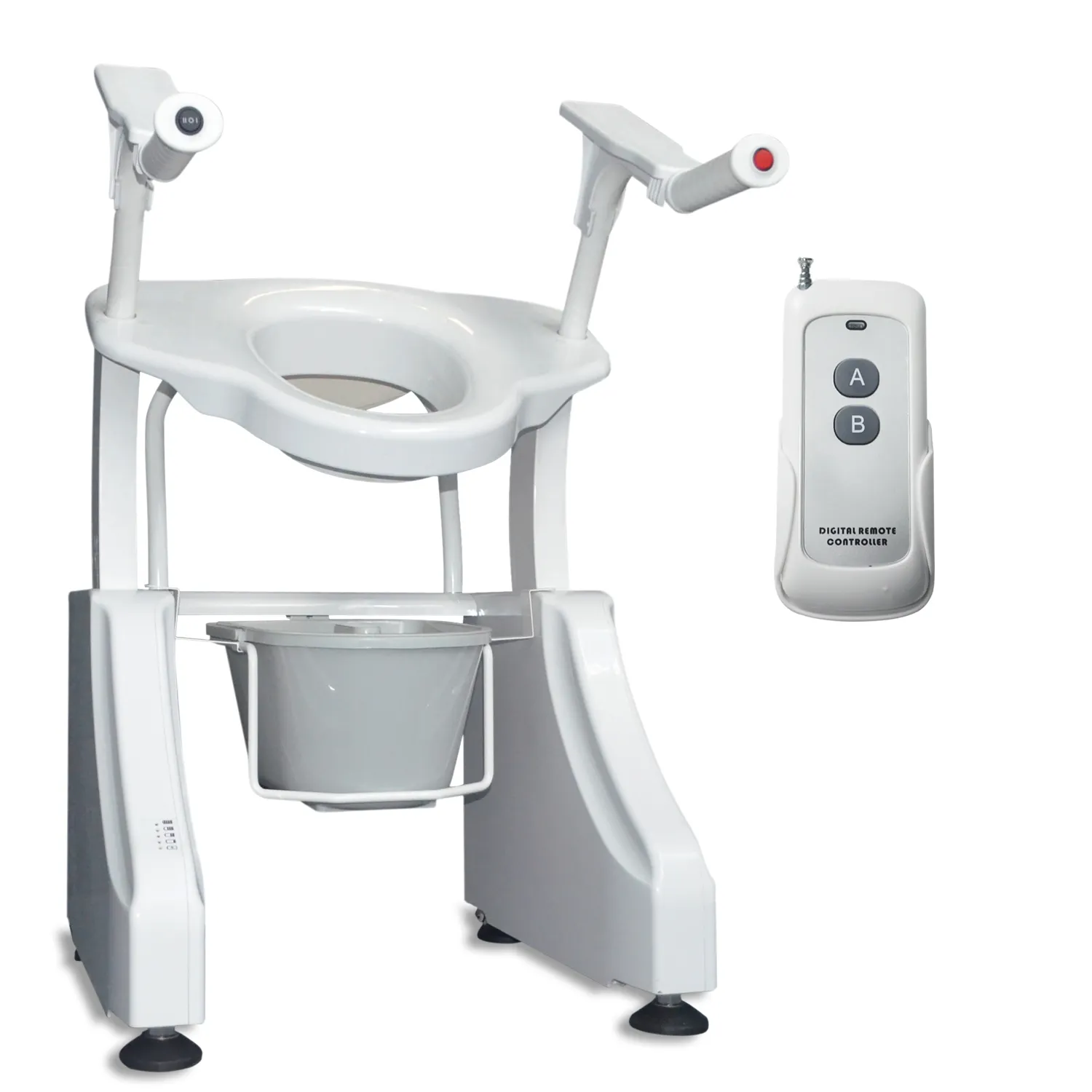 Electric Toilet Lift Seat with Handles, One Button Adjustable Height Intelligent Toilet Assisted Lift--Luxury Model