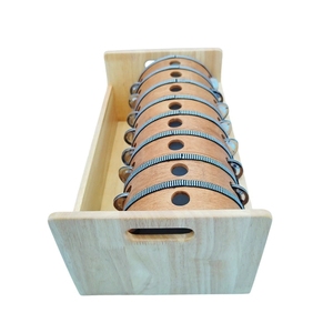 Wholesale Wooden Frame Tambourine with Metal Jingle Bells, 8 Pieces With Wooden Storage Case <b>For</b> Preschool Music Teaching Aids - Product Image 1