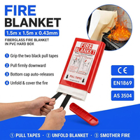 Couverture anti-feu de 1,5 m en PVC, étui rigide en fibre de verre, couverture de sécurité pour restaurant, hôtel, atelier